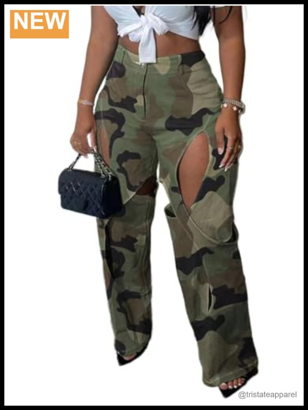 High Waist Y2K Baggy Cargo Pants Cut Out Straight Leg Casual Streetwear Trousers